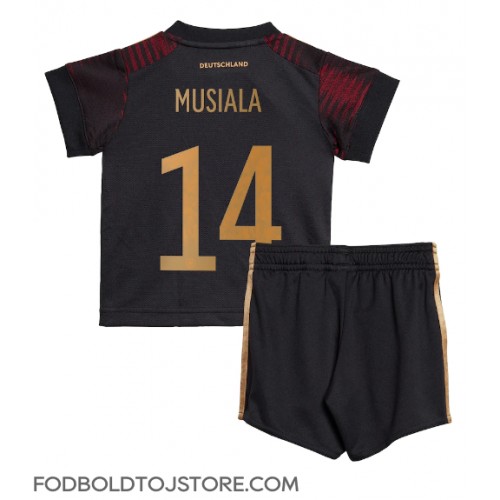 Tyskland Jamal Musiala #14 Udebanesæt Børn VM 2022 Kortærmet (+ Korte bukser)